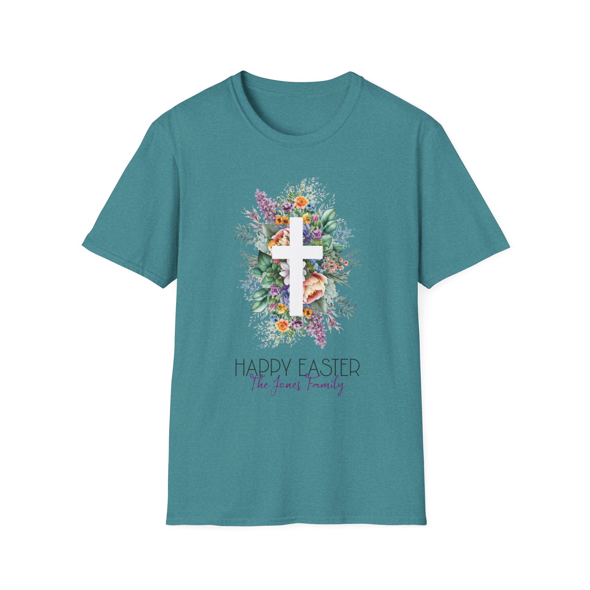 Easter Floral Cross T-Shirt — "Happy Easter" Personalized Family Tee - Image 11