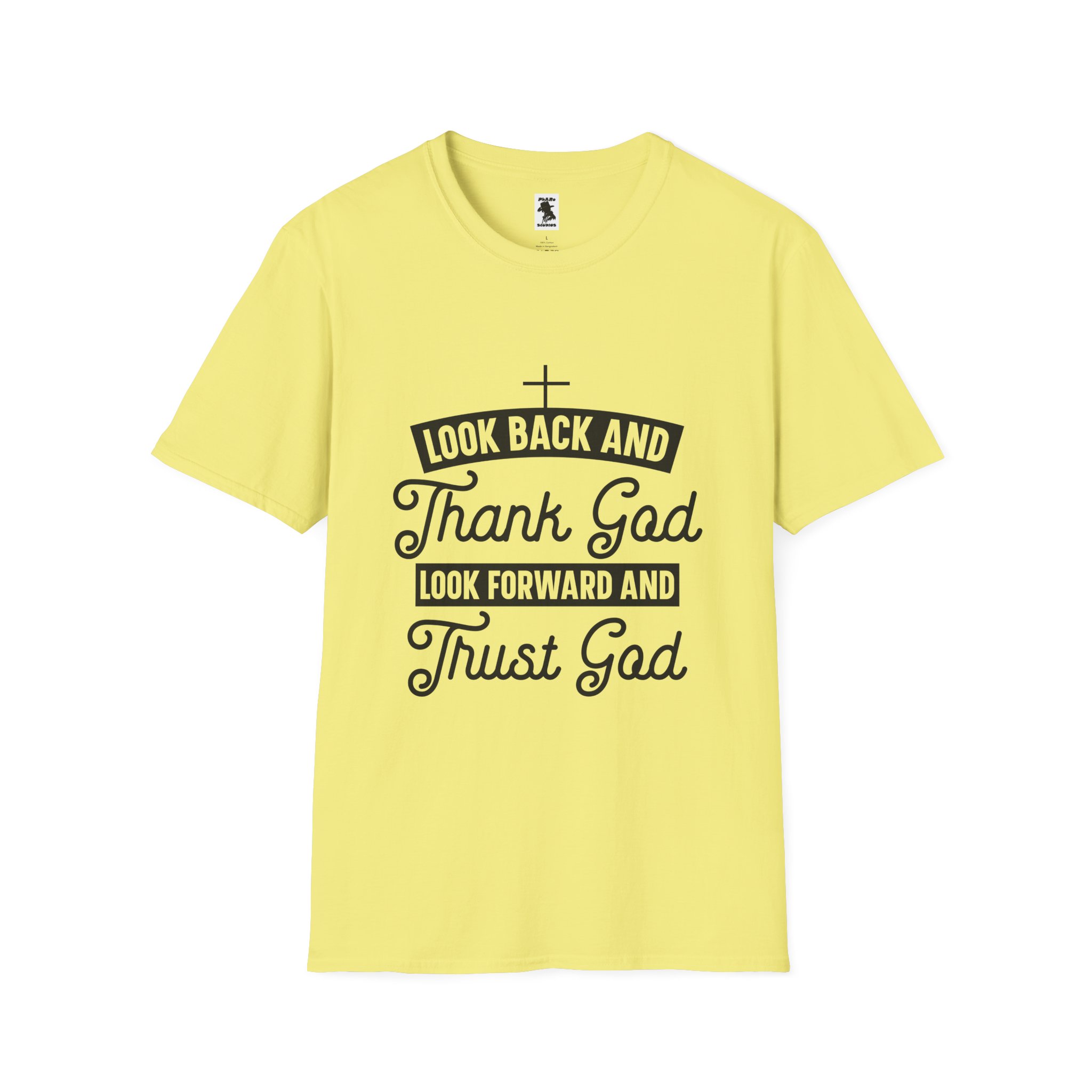 Inspirational Faith Unisex Softstyle T-Shirt - Look Back and Thank God, Look Forward and Trust God - Image 9