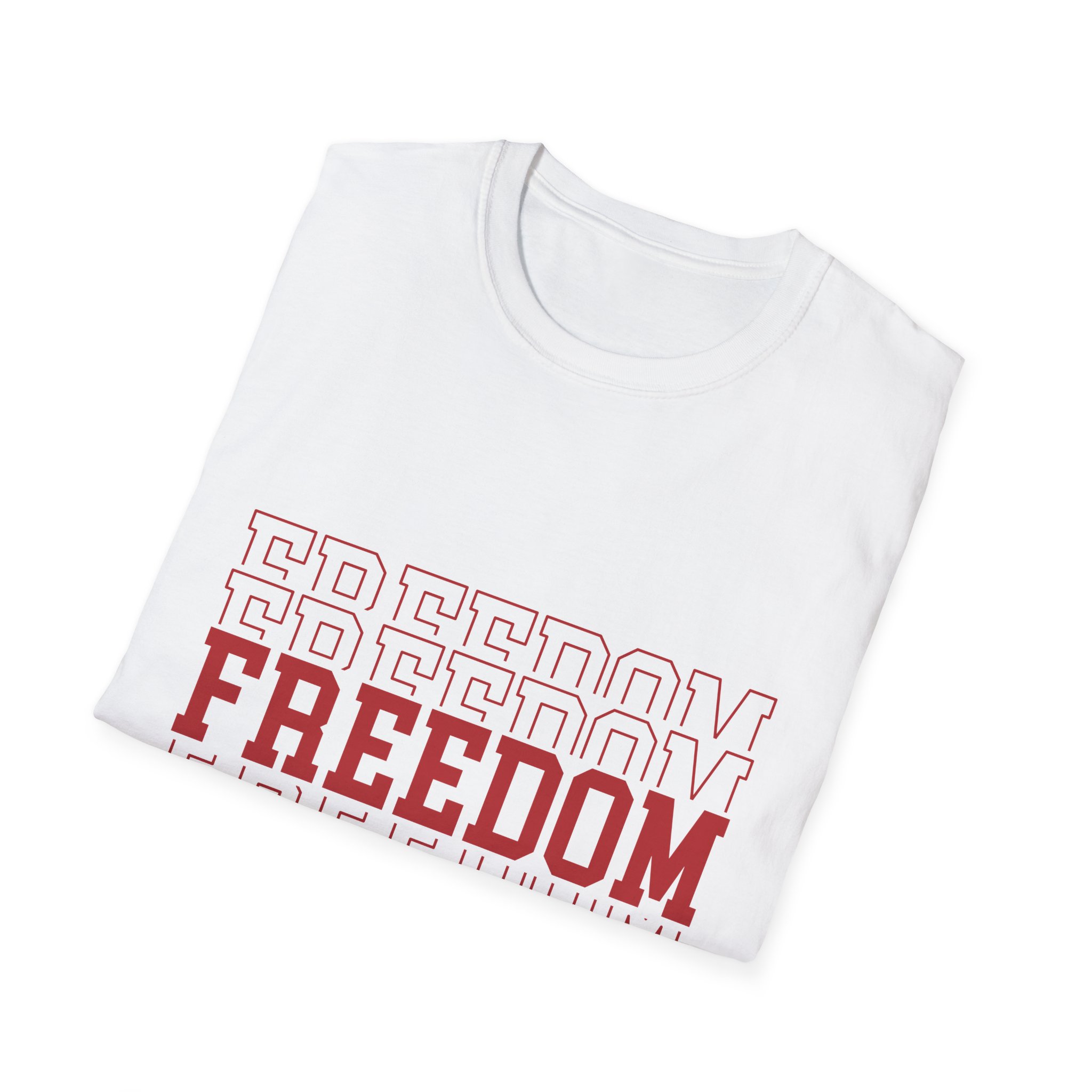 Freedom Graphic T-Shirt — 'Freedom' Red Block Text with Charlie Kirk Signature - Image 4