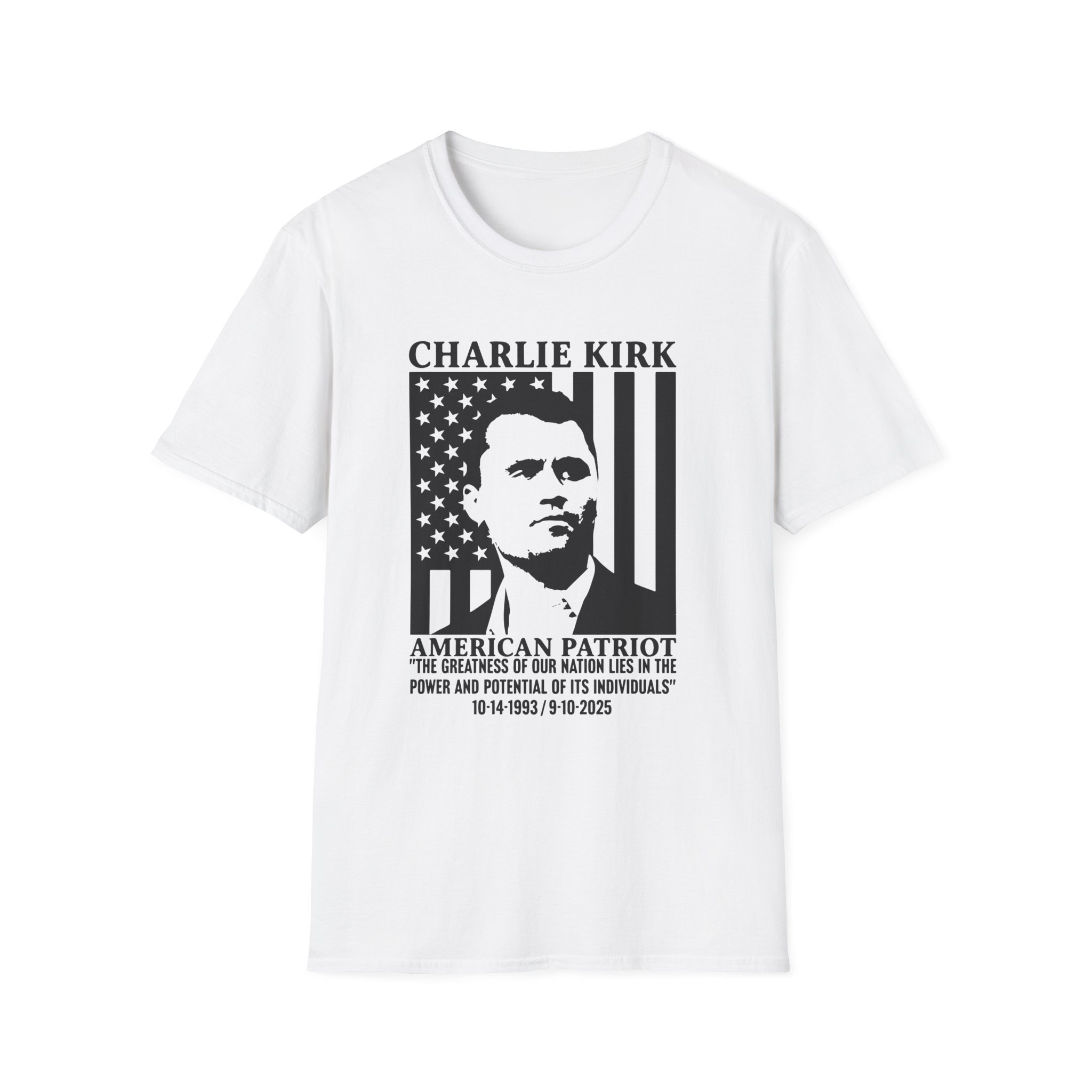 Charlie Kirk American Patriot T-Shirt — Portrait Flag Graphic Tee - Image 3