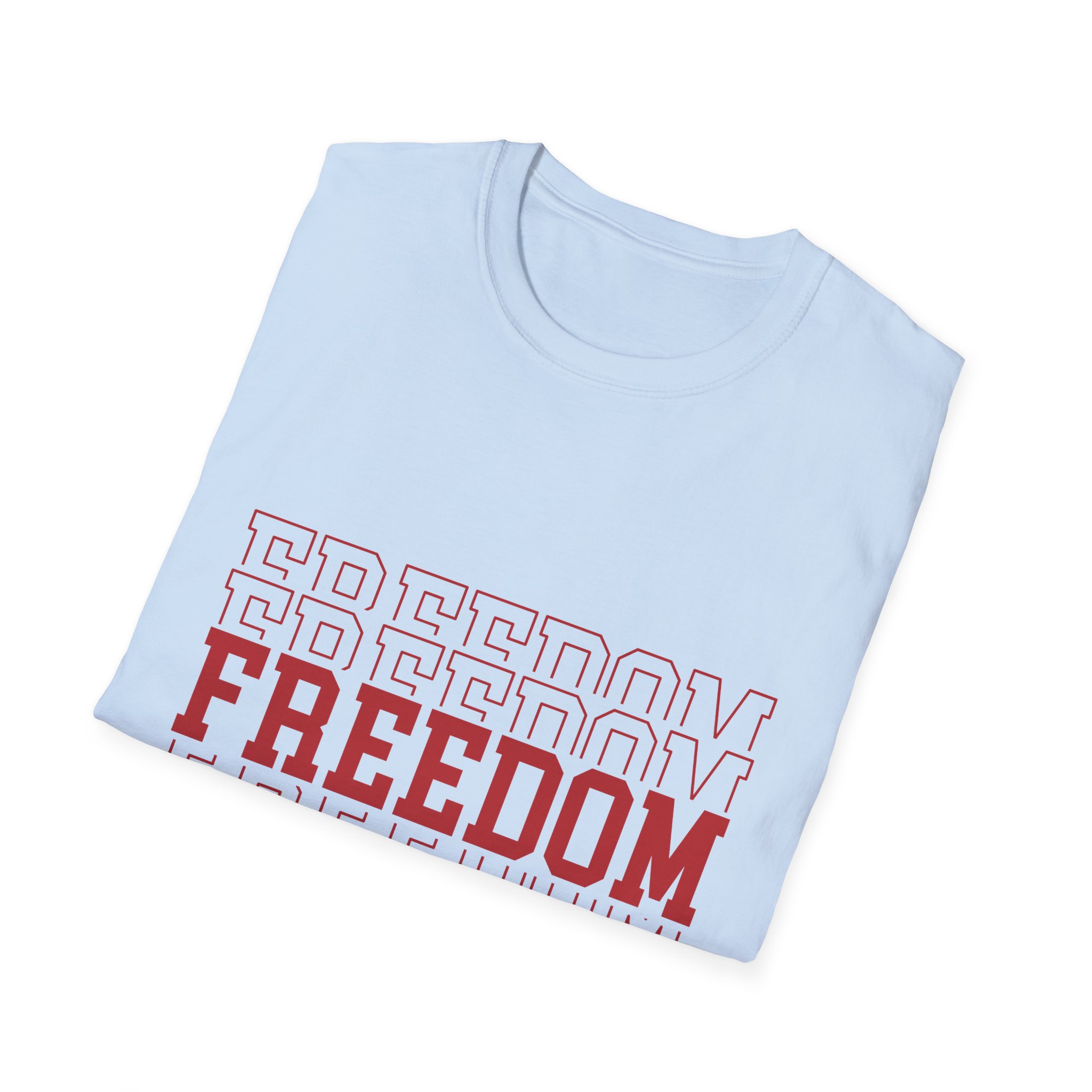 Freedom Graphic T-Shirt — 'Freedom' Red Block Text with Charlie Kirk Signature - Image 2
