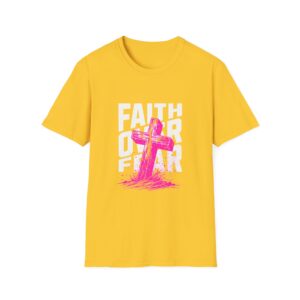 Faith Over Fear T‑Shirt — Pink Cross Christian Graphic Tee