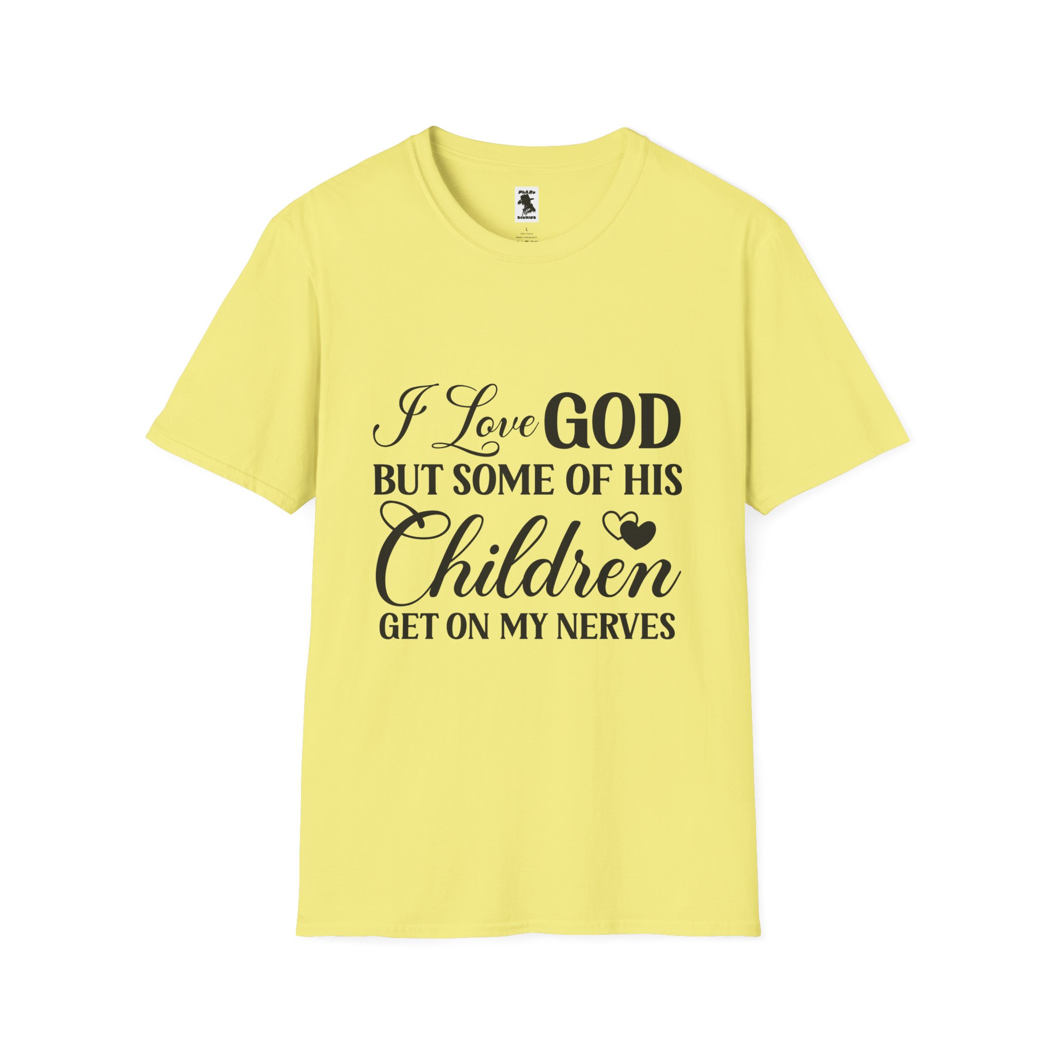 Funny Christian Unisex Softstyle T-Shirt - 'I Love GOD But Some of His Children Get on My Nerves' - Image 9