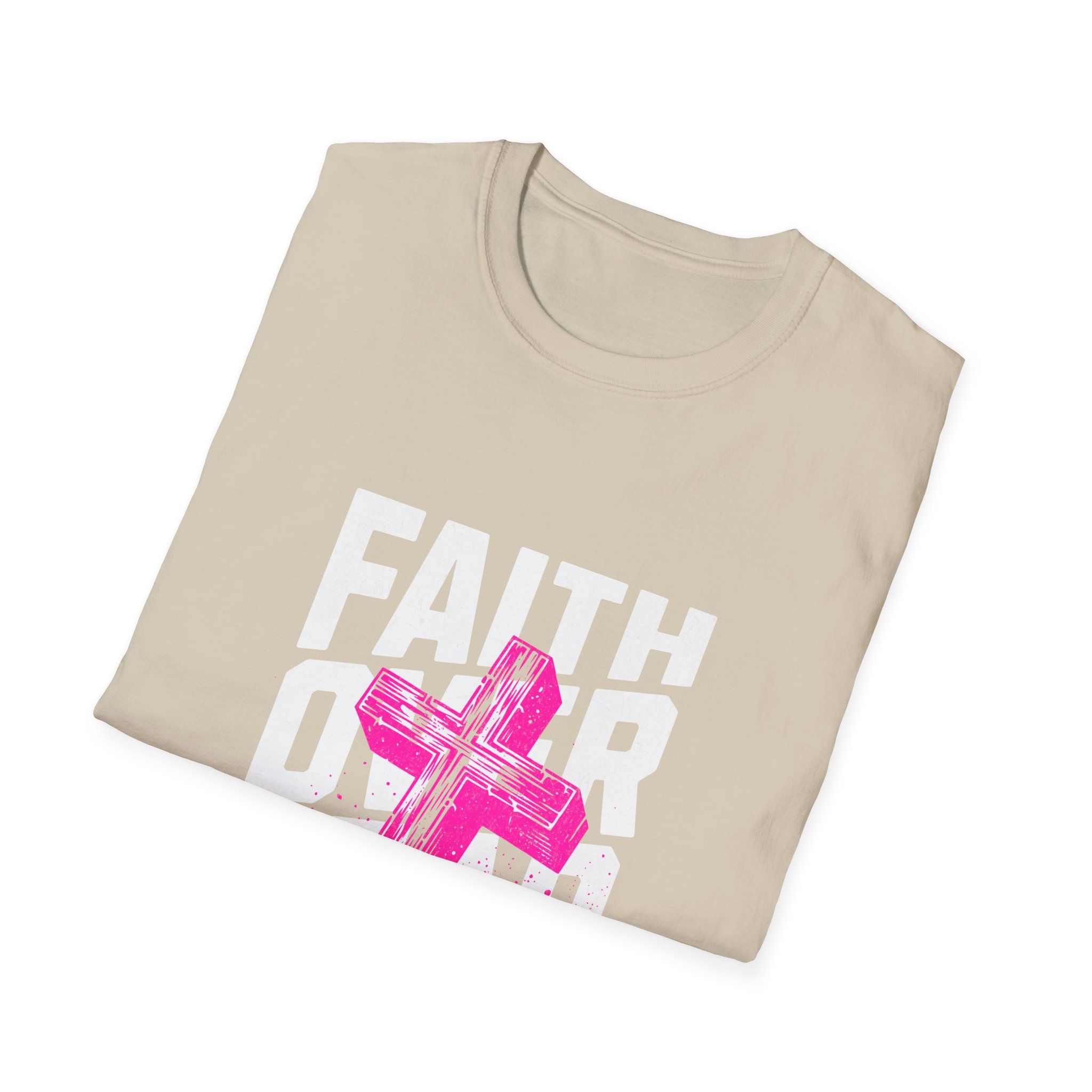 Faith Over Fear T‑Shirt — Pink Cross Christian Graphic Tee - Image 6