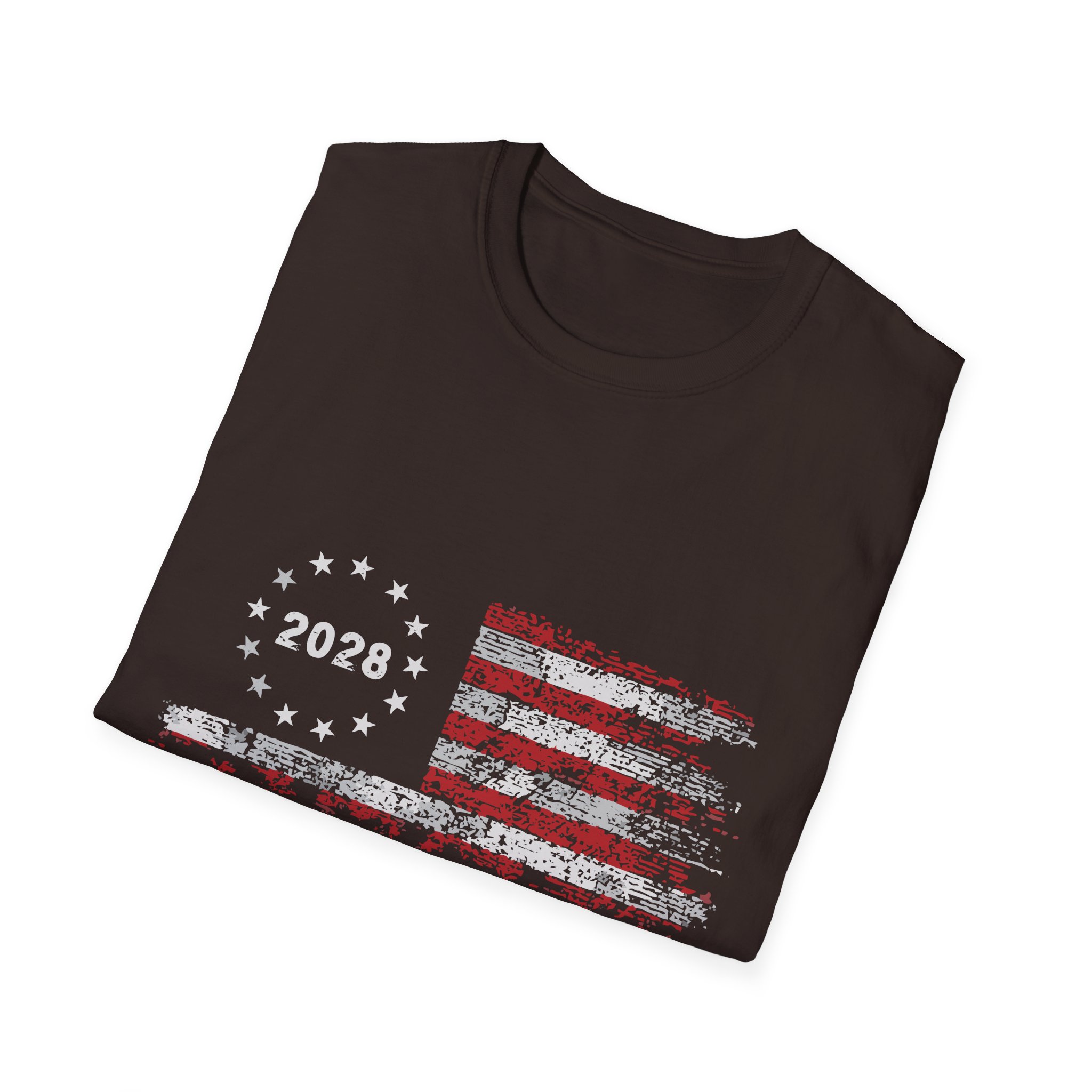 Patriotic 2028 Flag T-Shirt — J.D. Vance Distressed Campaign Design - Image 4