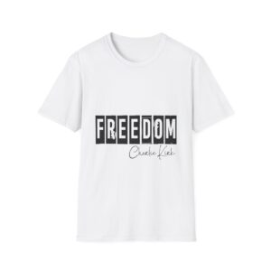 Freedom Block Letter T-Shirt — "Freedom" Graphic Tee with Script Signature
