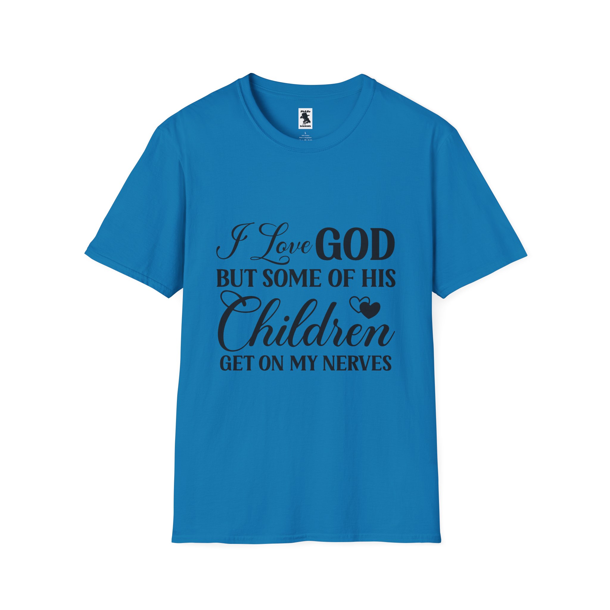 Funny Christian Unisex Softstyle T-Shirt - 'I Love GOD But Some of His Children Get on My Nerves' - Image 25