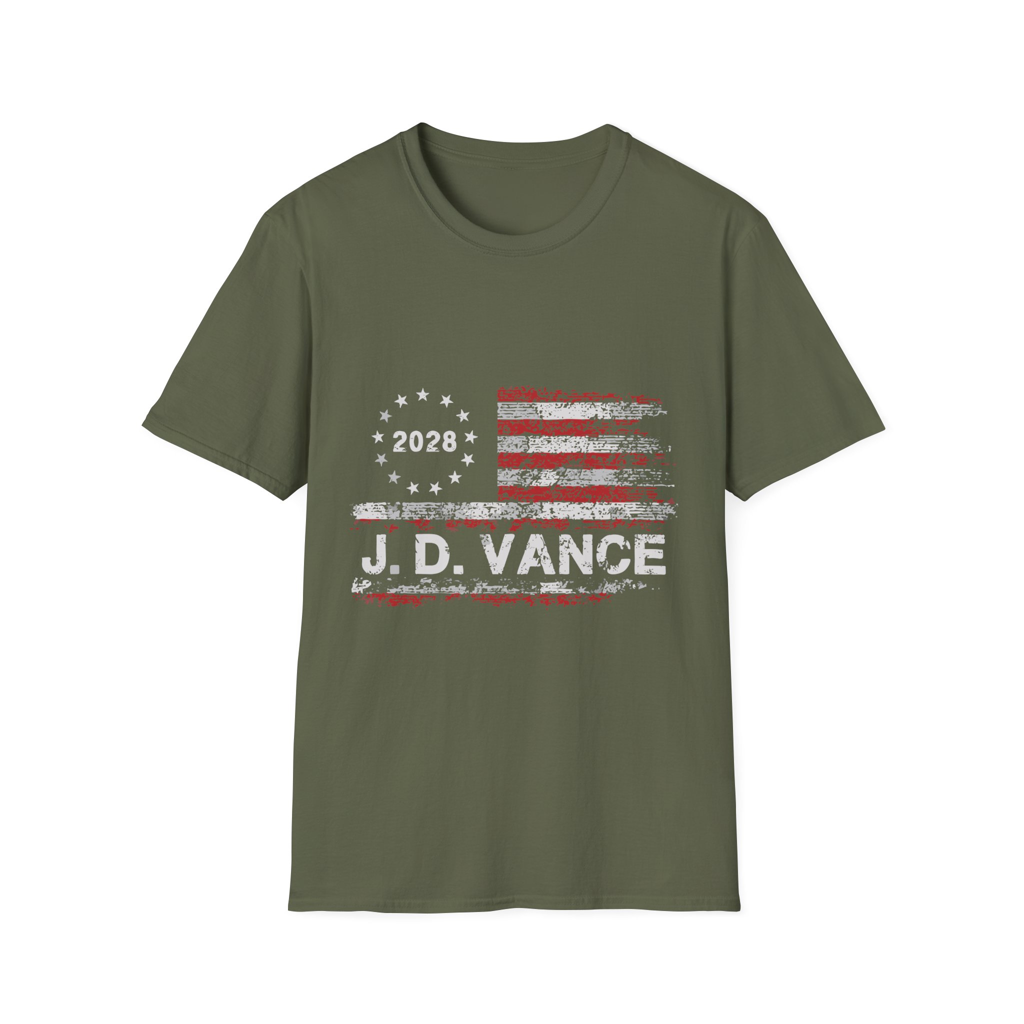 Patriotic 2028 Flag T-Shirt — J.D. Vance Distressed Campaign Design - Image 17
