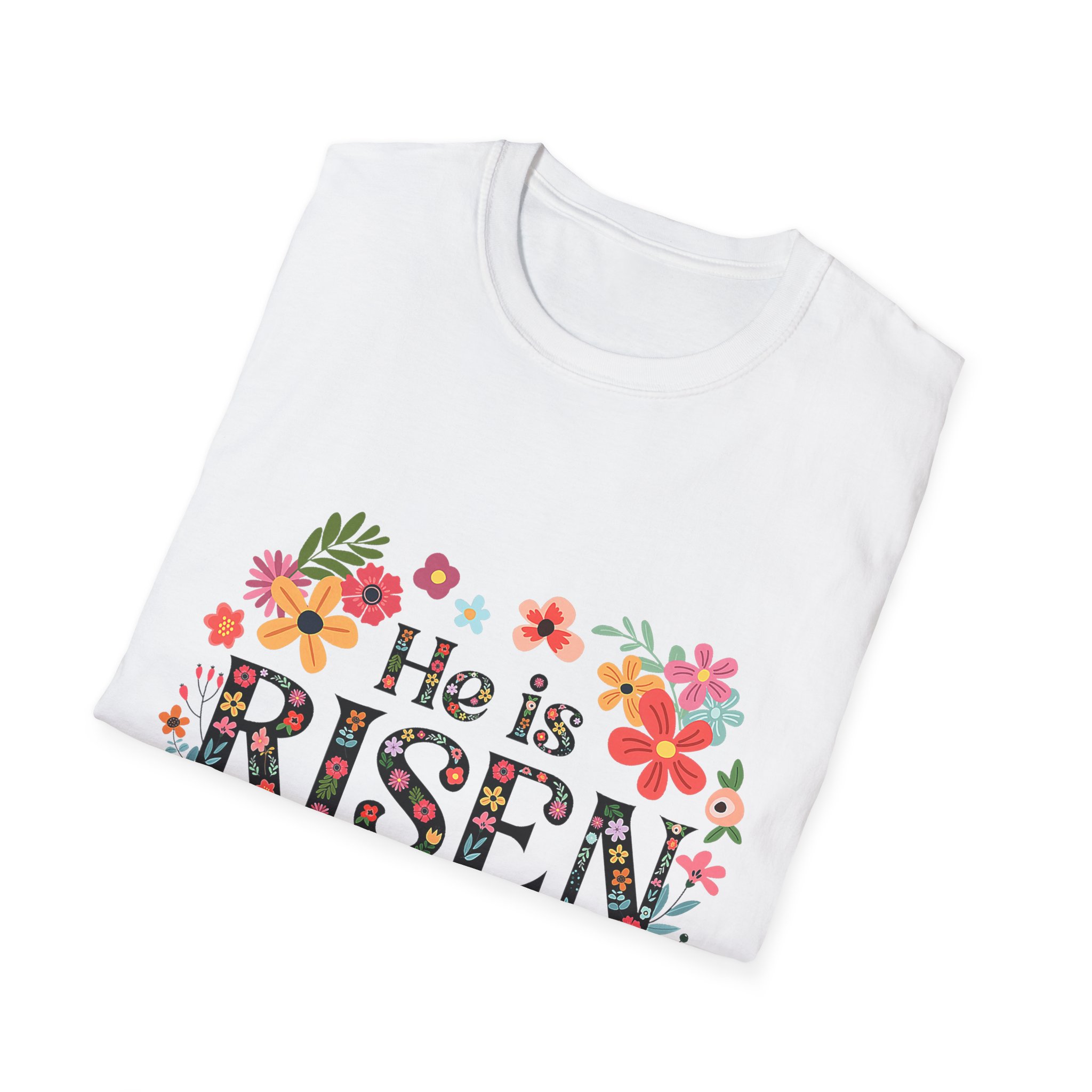 He Is Risen Floral T-Shirt — Matthew 28:6 Easter Christian Tee - Image 4