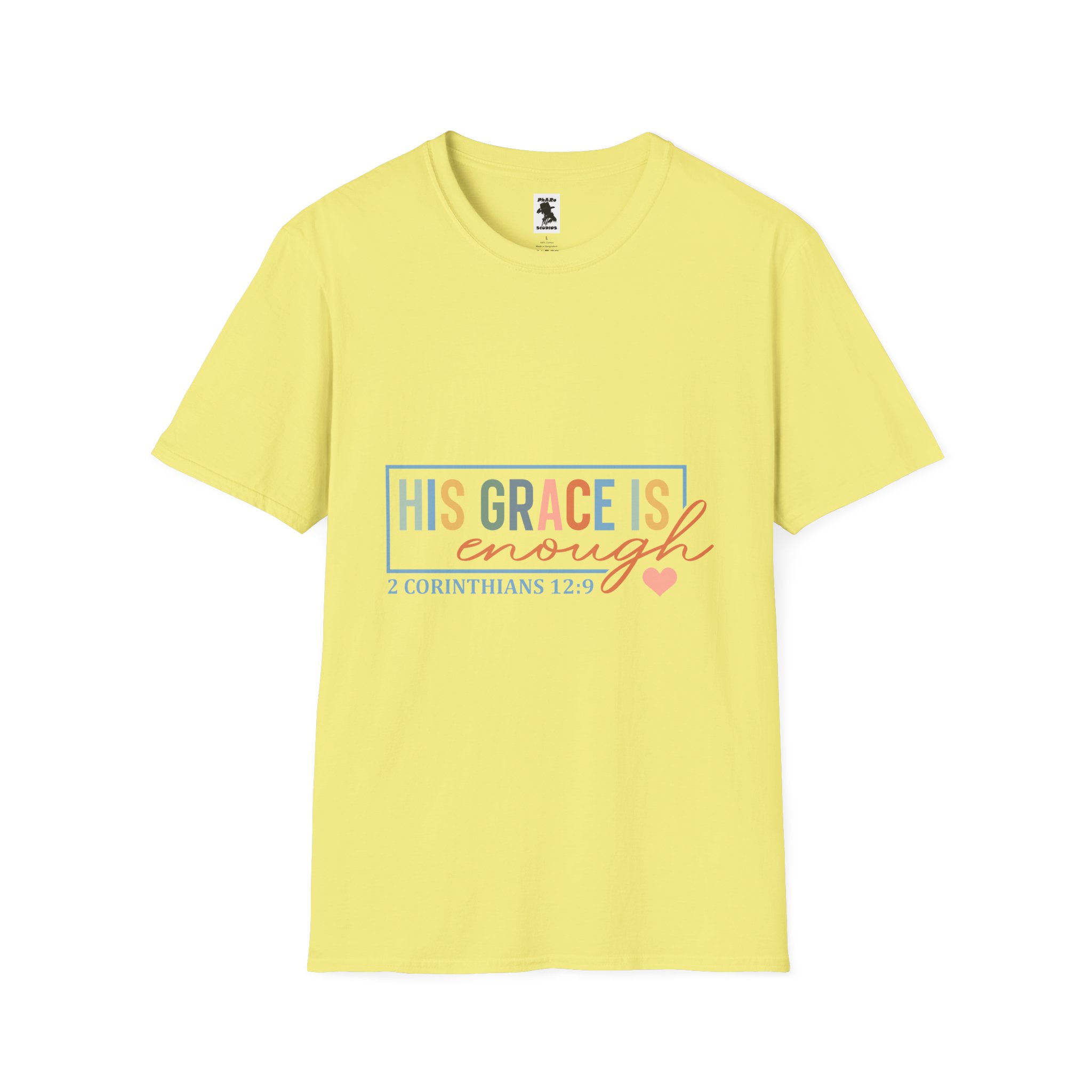 Inspirational Quote Unisex T-Shirt - 'His Grace Is Enough' - 2 Corinthians 12:9 - Image 9