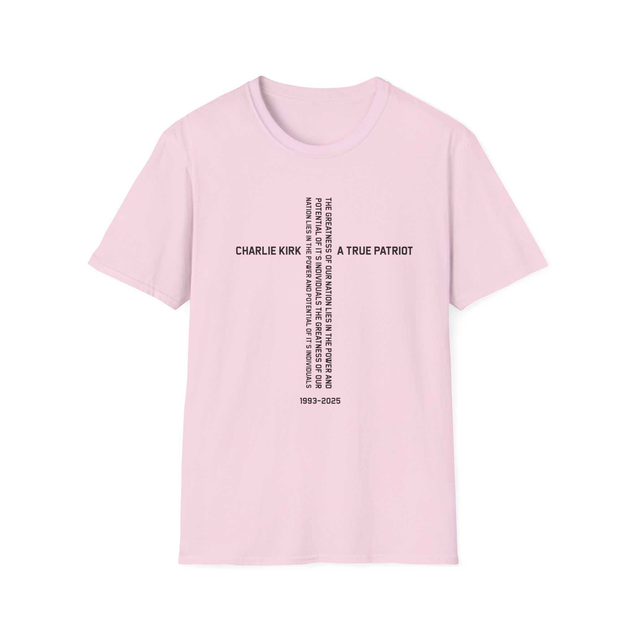 T-Shirt — Charlie Kirk 'A True Patriot' Vertical Cross Memorial Design - Image 13
