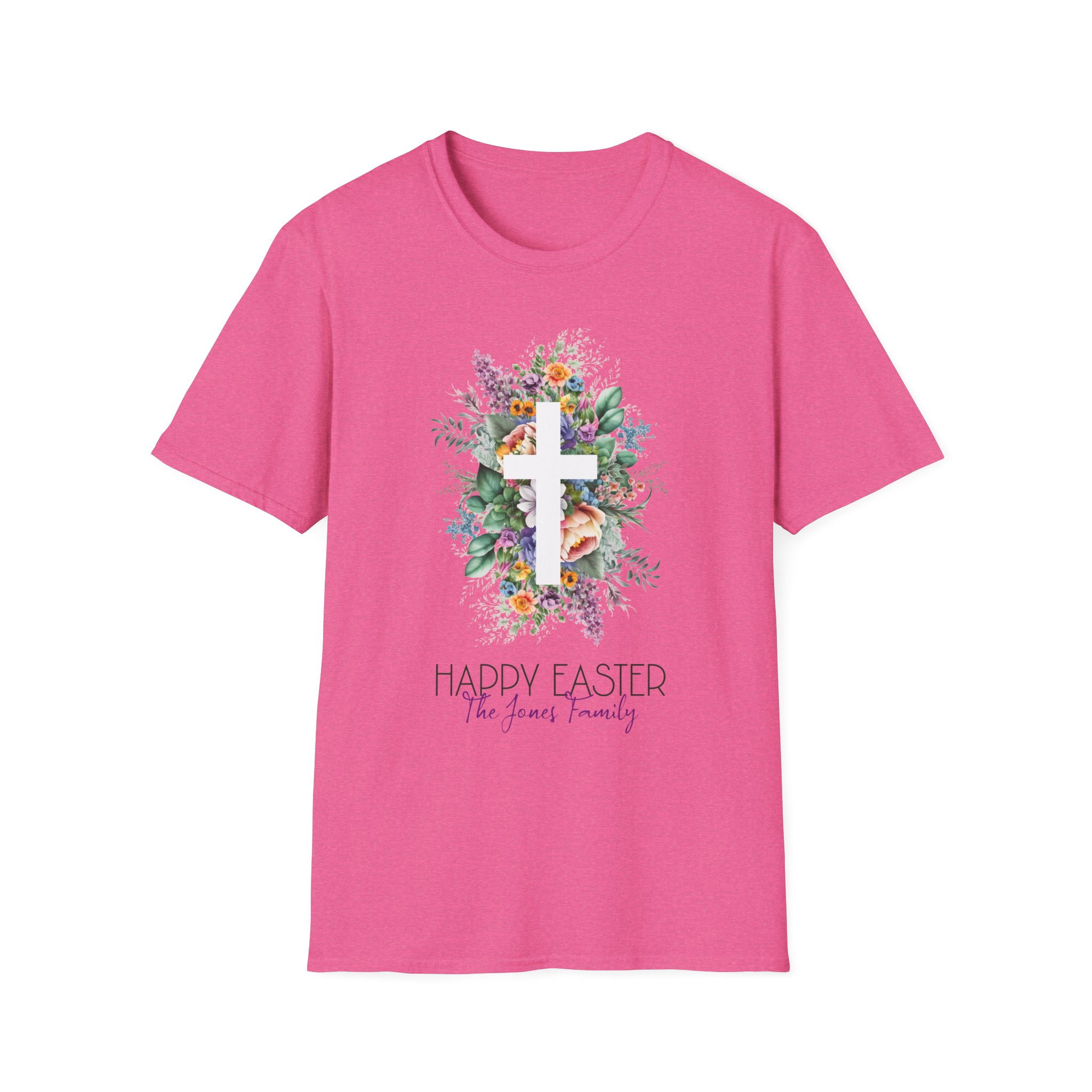 Easter Floral Cross T-Shirt — "Happy Easter" Personalized Family Tee - Image 19