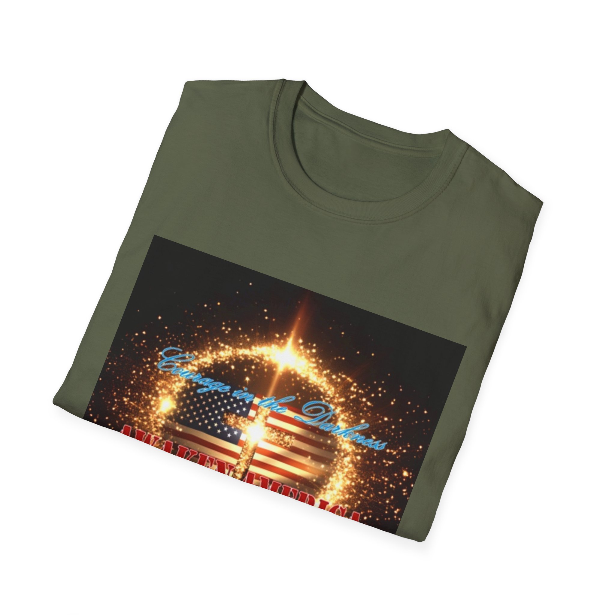 Courage in the Darkness Podcast T-Shirt — Awaken America, Unapologetic Right-Leaning Political Tee - Image 4