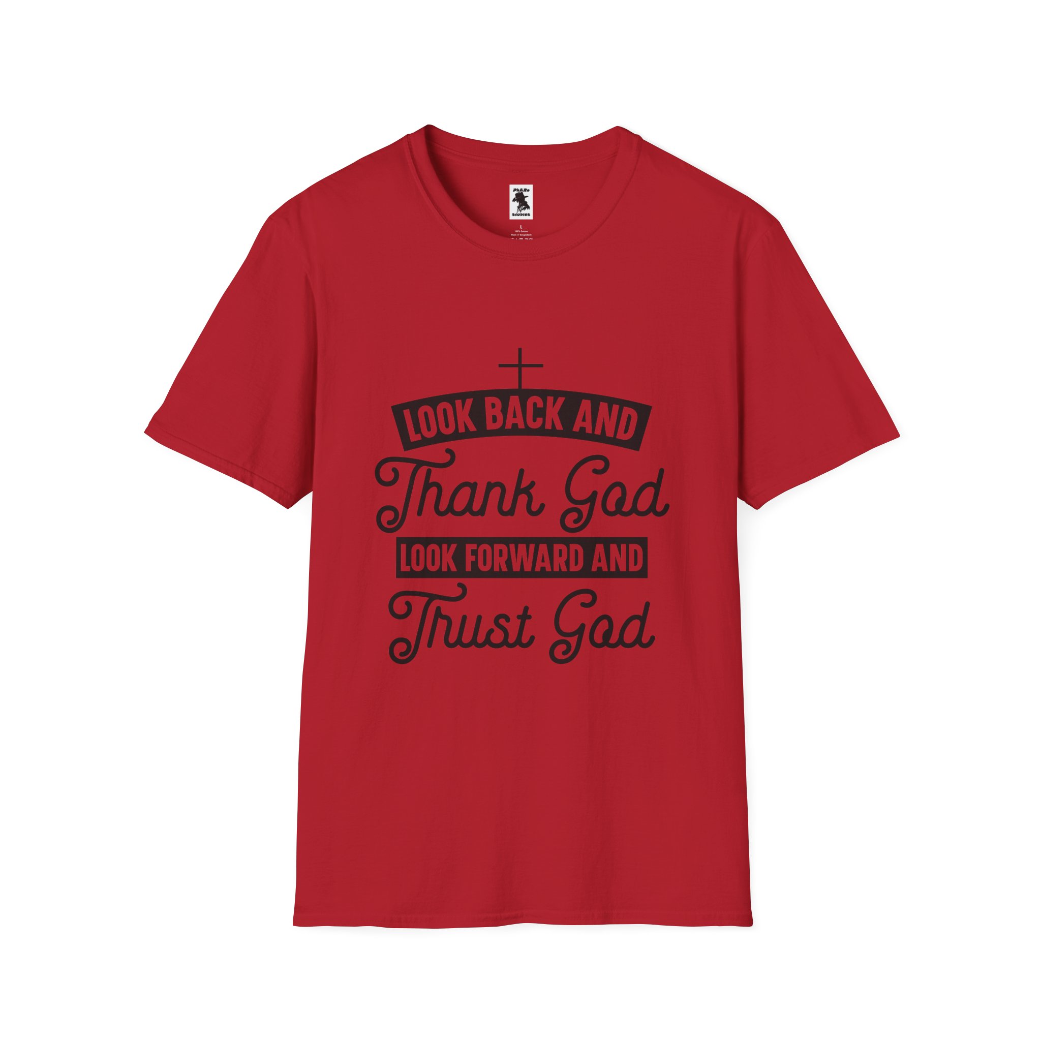 Inspirational Faith Unisex Softstyle T-Shirt - Look Back and Thank God, Look Forward and Trust God - Image 37