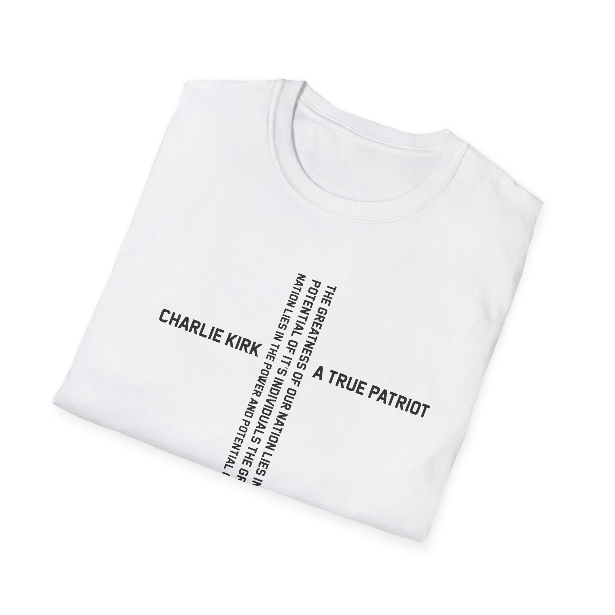 T-Shirt — Charlie Kirk 'A True Patriot' Vertical Cross Memorial Design - Image 4