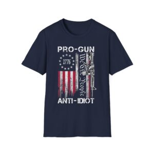 Pro-Gun Anti-Idiot T-Shirt — 1776 American Flag & 'We The People' Rifle Tee